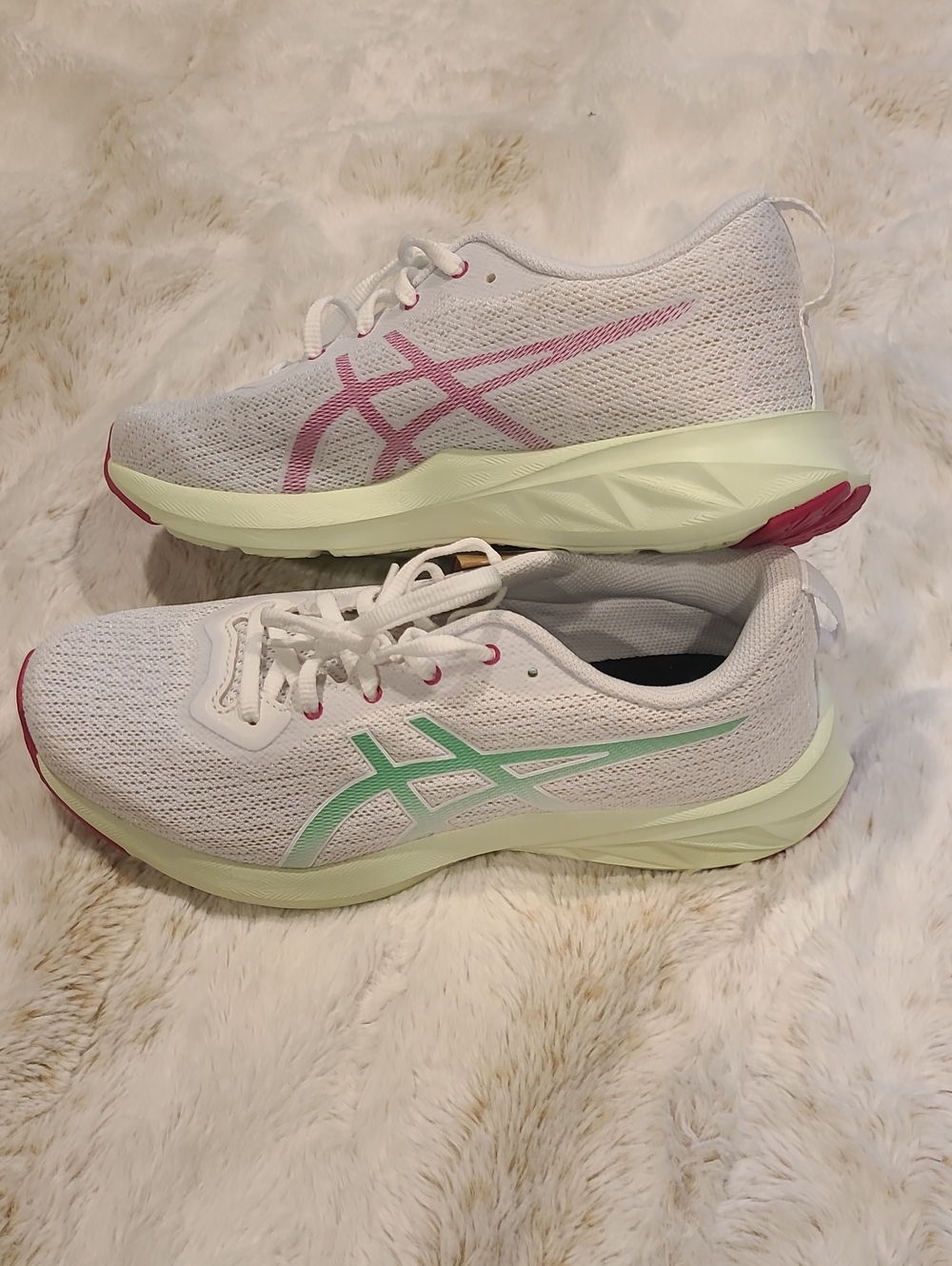 ASICS Women's White Running Sneakers with Pink and Mint Accents